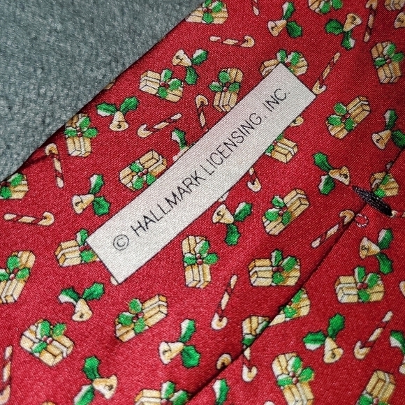 Christmas Necktie Red Presents, Bells, Candycanes - Picture 3 of 6
